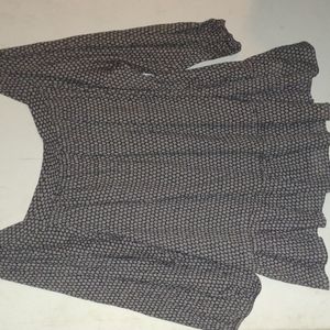 CHAPS Plus Size Floral Peasant Top  Blue and White 3/4 Sleeve 3X